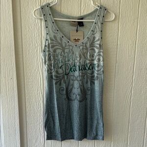 New Harley-Davidson Motor Clothes Blue Gray Graphic Tank Top sz L